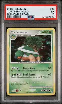 2007 POKEMON DIAMOND & PEARL #17 TORTERRA-HOLO PSA 5 - Image 1