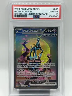 2024 POKEMON TEMPORAL FORCES SPECIAL ILLUSTRATION RARE #206 IRON CROWN EX PSA 10 - Image 1
