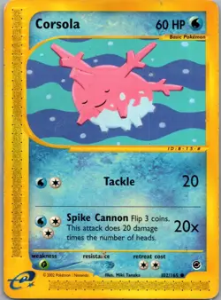 Corsola 102/165 Common Expedition Base Set Pokemon Heavily Played - Image 1