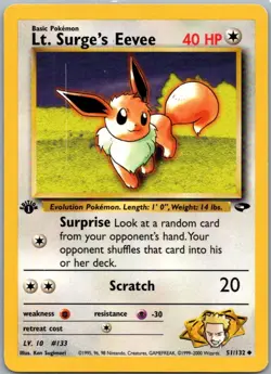 Lt. Surge's Eevee 51/132 Uncommon Gym Challenge 1st Ed Pokemon Lightly Played - Image 1
