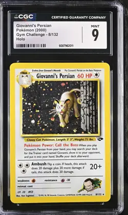 CGC 9 Giovanni's Persian 8/132 2000 Gym Challenge Holo English Pokemon Card - Image 1