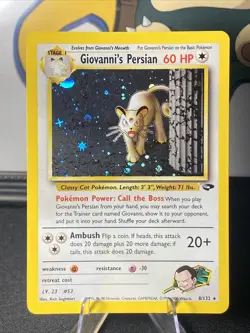 Pokemon TCG Giovanni's Persian 8/132 Gym Challenge Unlimited Holo Rare Vintage - Image 1