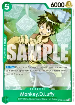 Monkey D. Luffy Alt Art OP09-036 2nd Anniversary Stamped Promo One Piece TCG NM - Image 2