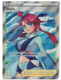 Pokemon TCG Skyla Shining Fates Holo Ultra Rare Full Art Card 072/072 - Image 1