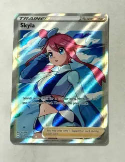 2021 Pokemon TCG Skyla Holo Ultra Rare Full Art Card Shining Fates 072/072 - Image 1