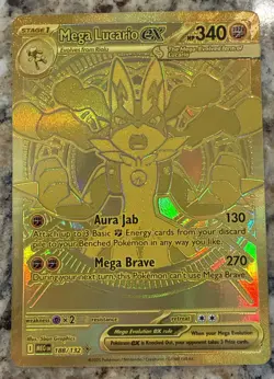 Mega Lucario Ex 188/132 Mega Evolution Gold Hyper Rare Pokemon TCG Card English - Image 1