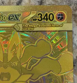 Mega Lucario Ex 188/132 Mega Evolution Gold Hyper Rare Pokemon TCG Card English - Image 3
