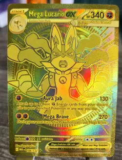Mega Lucario Ex 188/132 Mega Evolution Gold Hyper Rare Pokemon TCG Card English - Image 1