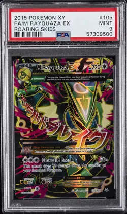 2015 POKEMON XY ROARING SKIES #105 FULL ART/M RAYQUAZA EX PSA 9 - Image 1