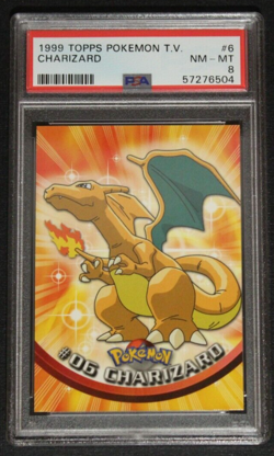 1999 Topps Pokemon TV Charizard #6 PSA 8 Mint Blue Logo - Image 1