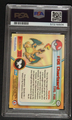 1999 Topps Pokemon TV Charizard #6 PSA 8 Mint Blue Logo - Image 2