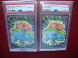 1999 TOPPS POKEMON TV Venusaur card # 3 blue logo 1st print PSA 8 Nm/Mint - Image 1