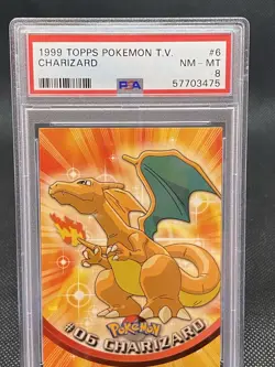 1999 Topps Charizard Pokemon TV #6 Card PSA 8 Near Mint - Image 1