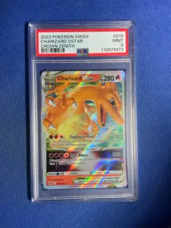 2023 Pokemon SWSH Crown Zenith Charizard Vstar 019/159 PSA 9 - Image 1