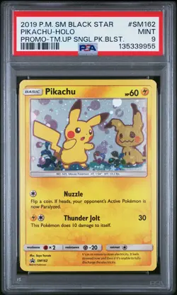 2019 POKEMON SM BLACK STAR PROMO TEAM UP SINGLE PACK BLISTERS PIKACHU-HOLO PSA 9 - Image 1