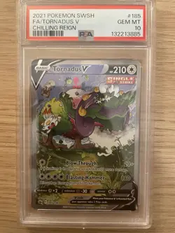 2021 Pokemon SWSH Chilling Reign Tornadus V Alt Alternate Art 185/198 PSA 10 - Image 1
