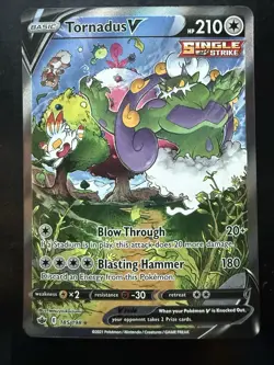 Pokemon Tornadus V (Alternate Full Art) SWSH06: Chilling Reign 185/198 (NM) - Image 1