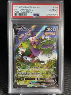 2021 Pokemon SWSH Chilling Reign Tornadus V Alt Alternate Art 185/198 PSA 10 - Image 1