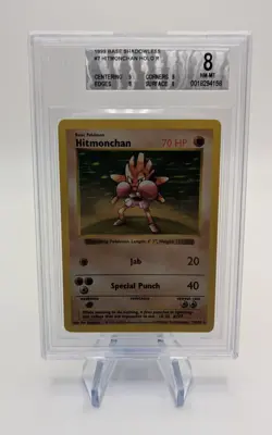 BGS 8 NM-MT Hitmonchan 7/102 Holo Shadowless 1999 Pokemon Game Base Set - Image 1