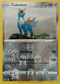 114/198 COBALION REVERSE HOLO CHILLING REIGN POKEMON CARD - Image 1