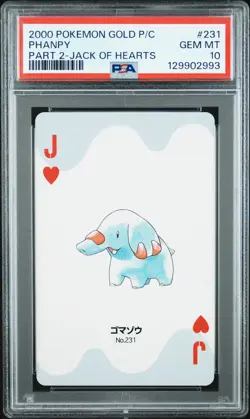 2000 POKEMON GOLD VERSION PART 2 PLAYING CARDS JACK OF HEARTS #231 PHANPY PSA 10 - Image 1