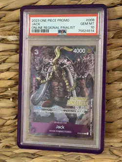 2023 One Piece Jack ONLINE Regional Finalist Card PSA 10 POP 24 English RARE - Image 1