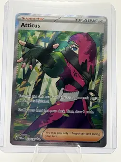 Pokemon TCG Prismatic Evolutions Atticus Full Art Rare Card 133/131 NM Condition - Image 1