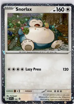 Snorlax Pokemon Card Black Star Promo SVP 122 Cosmos Holo Pokemon Trading Card - Image 1