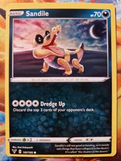 Sandile Miscut Factory Error Pokemon Card, Vivid Voltage, 107/185 - Image 1
