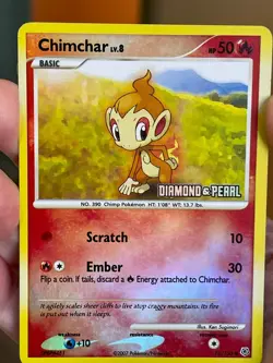 POKEMON CHIMCHAR LV.8 76/130 REVERSE HOLOFOIL DIAMOND & PEARL STAMPED MP CARD - Image 1