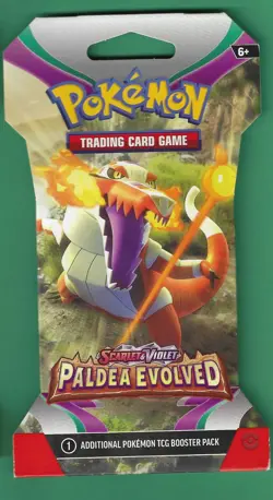 Pokemon "Paldea Evolved " 10-Card Sealed Sleeved Booster (Skeledirge) X1 - Image 1