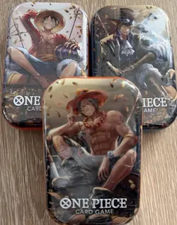 One Piece Card Mini-Tin Pack Set Vol.2 New Sealed.Includes Ace, Sabo, Luffy Tins - Image 1