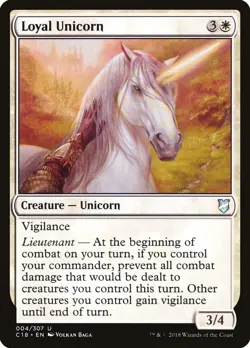 MTG Magic the Gathering Loyal Unicorn (4/358) Commander 2018 LP - Image 1