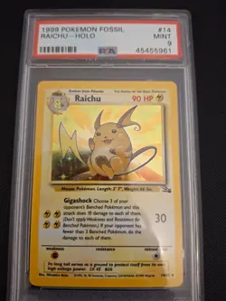 Pokemon Raichu – Holo (Fossil #14, 1999) – PSA 9 (Mint) - Image 1