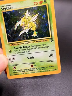 Pokemon TCG - Scyther Base Set 2 17/130 - Unlimited Holo Rare - SWIRL - Image 2
