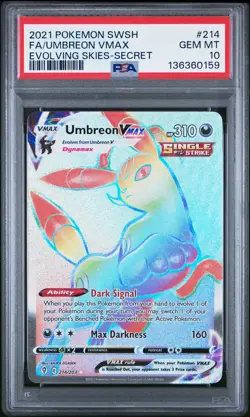 2021 POKEMON SWORD & SHIELD EVOLVING SKIES SECRET FULL ART/UMBREON VMAX PSA 10 - Image 1