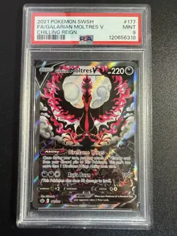 Pokemon Galarian Moltres V Full Art Ultra Rare 177/198 Chilling Reign PSA 9 - Image 1