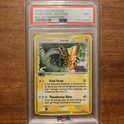 2006 POKEMON EX HOLON PHANTOMS #9 KABUTOPS-REVERSE FOIL PSA 9 - Image 1