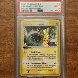 2006 POKEMON EX HOLON PHANTOMS #9 KABUTOPS-REVERSE FOIL PSA 9 - Image 4