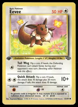 Eevee Common Jungle 51/64 1st Edition NM Pokemon TCG - Image 1