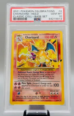 Pokemon TCG 2021 Celebrations Classic Collection Charizard 4/102 Holo PSA 10 - Image 1