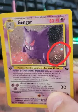 SWIRL FIRST EDITION Gengar 5/62 Fossil Holo Vintage Pokemon Spanish HP - Image 1