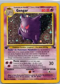SWIRL FIRST EDITION Gengar 5/62 Fossil Holo Vintage Pokemon Spanish HP - Image 2