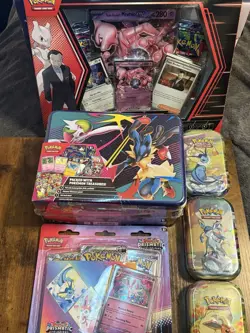Pokemon TCG Lot Of 6 Prismatic Evolutions Tins Collectors Chest Mewtwo Bundle - Image 1