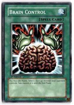 Yugioh TCG Brain Control YSDJ-EN030 Jaden Yuki 1st Edition Moderate Play - Image 1