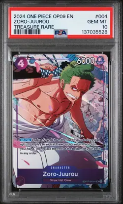 One Piece 2024 OP09 Zoro-Juurou Treasure Rare PSA 10 - Image 1