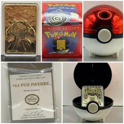 🔥 Pokemon POLIWHIRL 23K Gold Plated Trading Card 1999 Burger King Promo - Image 1
