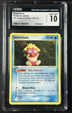 SMOOCHUM CGC 10 2005 POKEMON EX UNSEEN FORCES #31/115 GEM MINT 5029 - Image 1