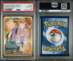 2025 Team Rocket's Mewtwo ex 240/182 Hyper Rare Pokemon Destined Rivals PSA 10 - Image 1