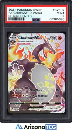Pokemon 2021 Charizard VMAX SV107/SV122 Full Art Shiny Vault Shining Fates PSA 9 - Image 1